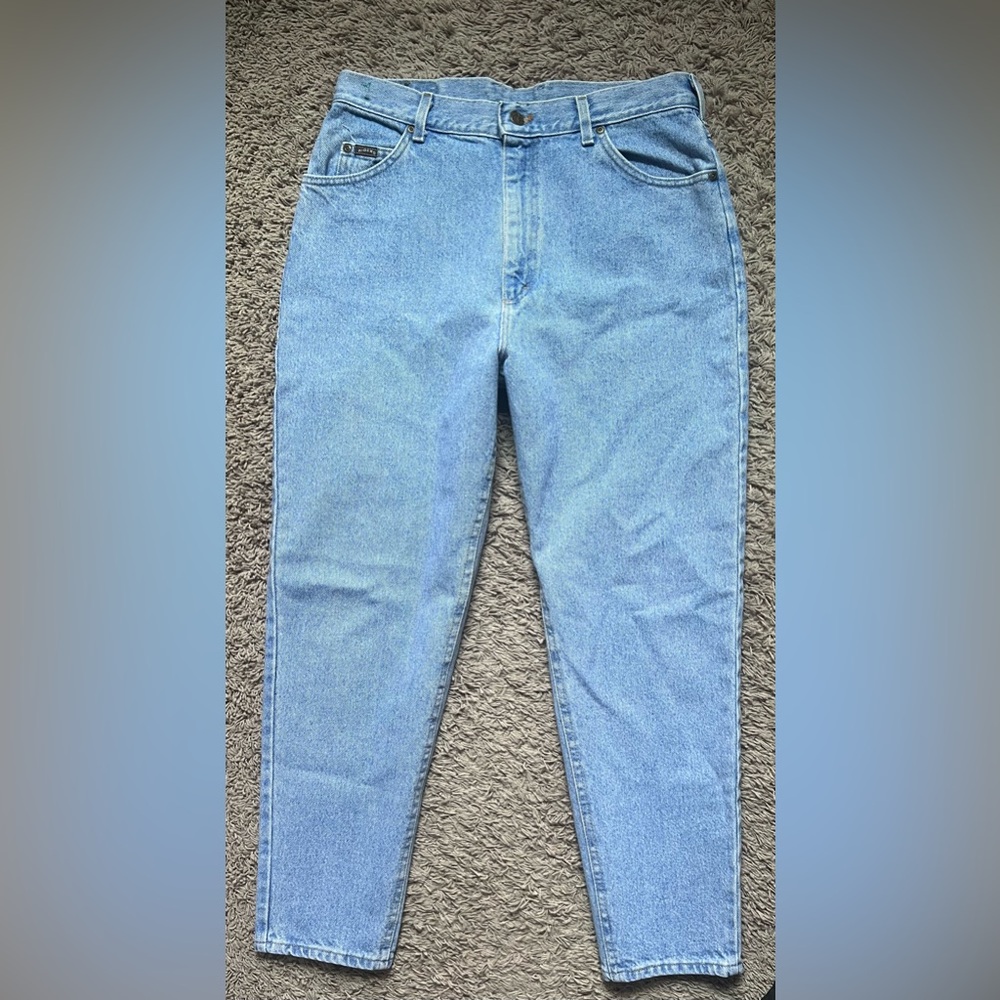 Vintage Made In USA Riders Blue High Rise Tapered Women’s Jeans. Size 16 Petite.